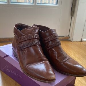 Joan & David Men's Chestnut Brown Leather Chukka Boots with Elastic Straps